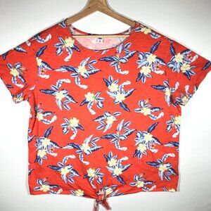 Old Navy Women's XXL Orange Floral Hawaiian Aloha Short Sleeve T-Shirt